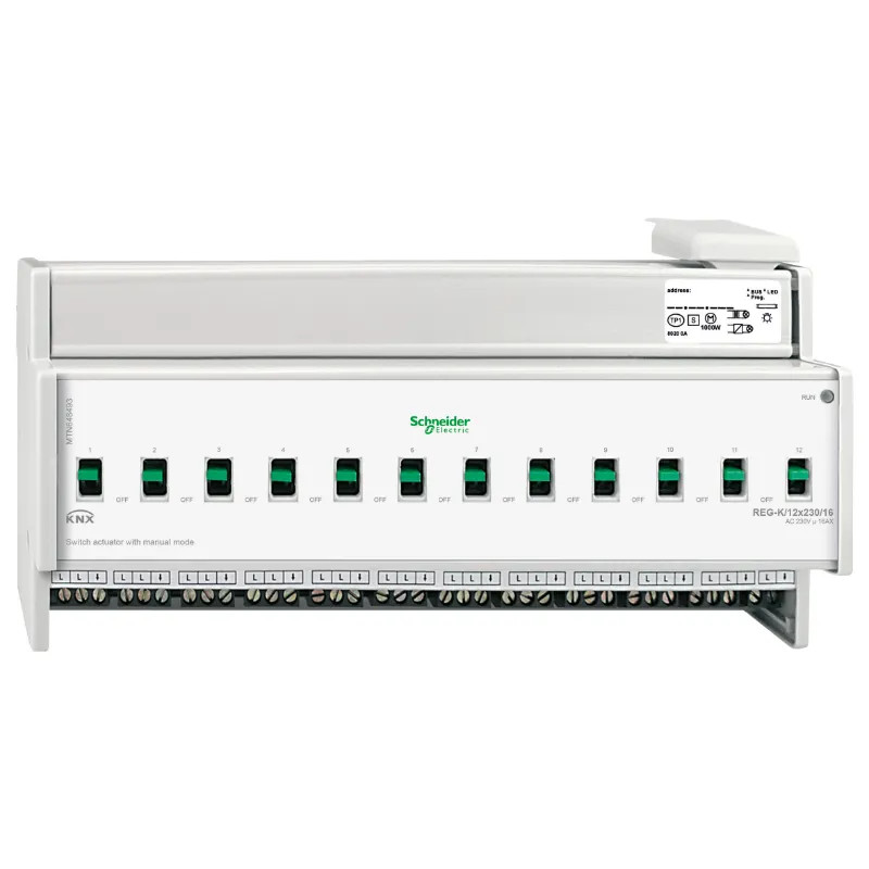 KNX - actionneur de commutation - 12x230V - 16A - à commande manuelle