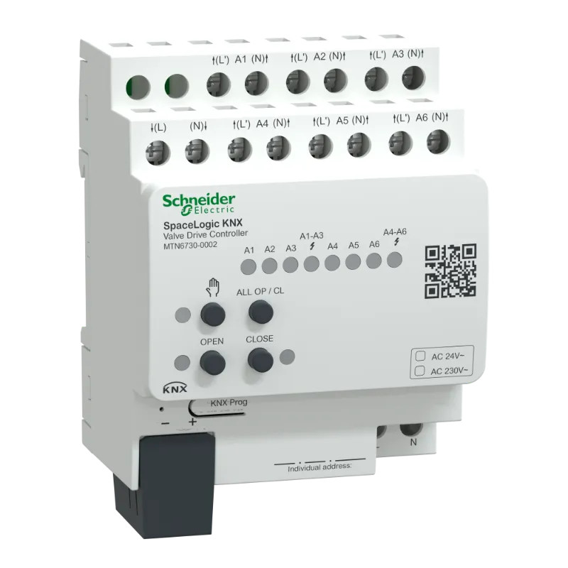 SpaceLogic KNX - chauffage et refroidissement - 6 sorties servomoteurs 230/24v