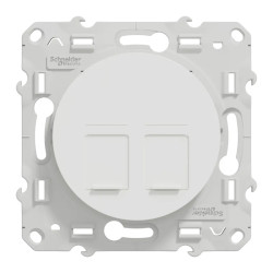 Odace - prise double RJ45 - blanc - sans connecteur (empreinte Infraplus)