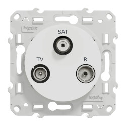 Odace - prise TV/FM/SAT - blanc - 2 entrées TV/FM et SAT