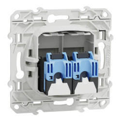 Odace - prise double RJ45 cat.6 UTP - grade 1 à 2 (tél. + inf.) - à vis - blanc