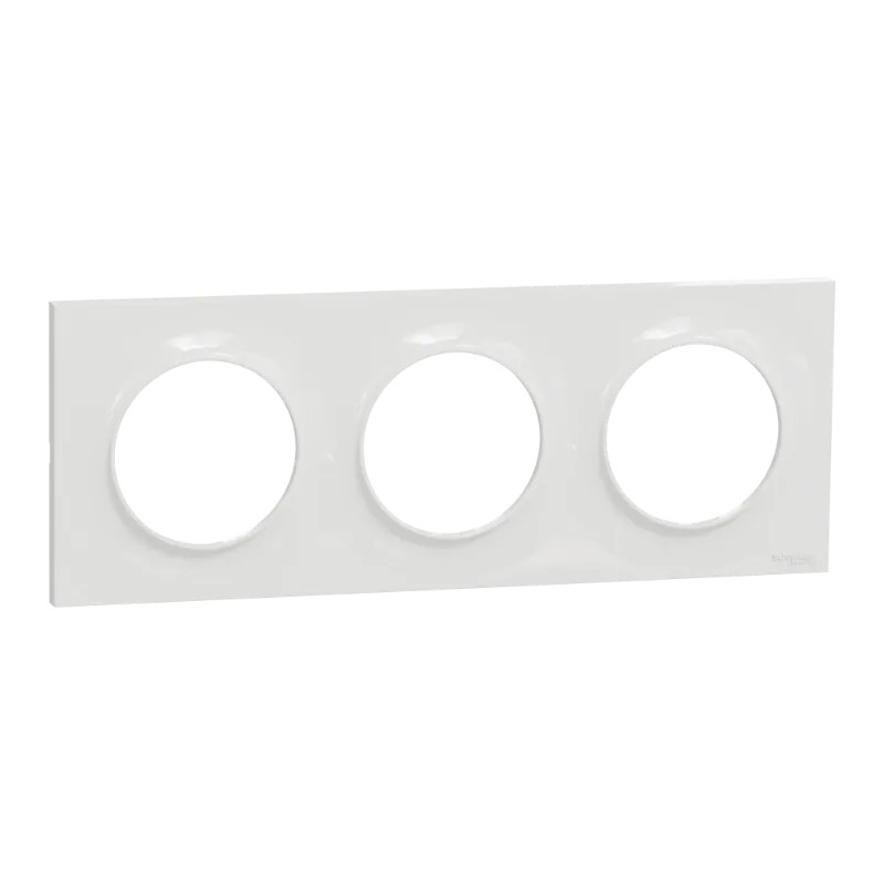 Odace Styl -  plaque 3 postes horizontaux ou verticaux entraxe 71mm blanc