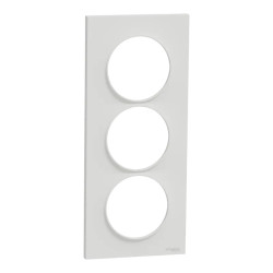 Odace Styl -  plaque 3 postes verticaux entraxe 57mm blanc