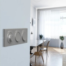 Odace Styl -  plaque 3 postes horizontaux ou verticaux entraxe 71mm aluminium