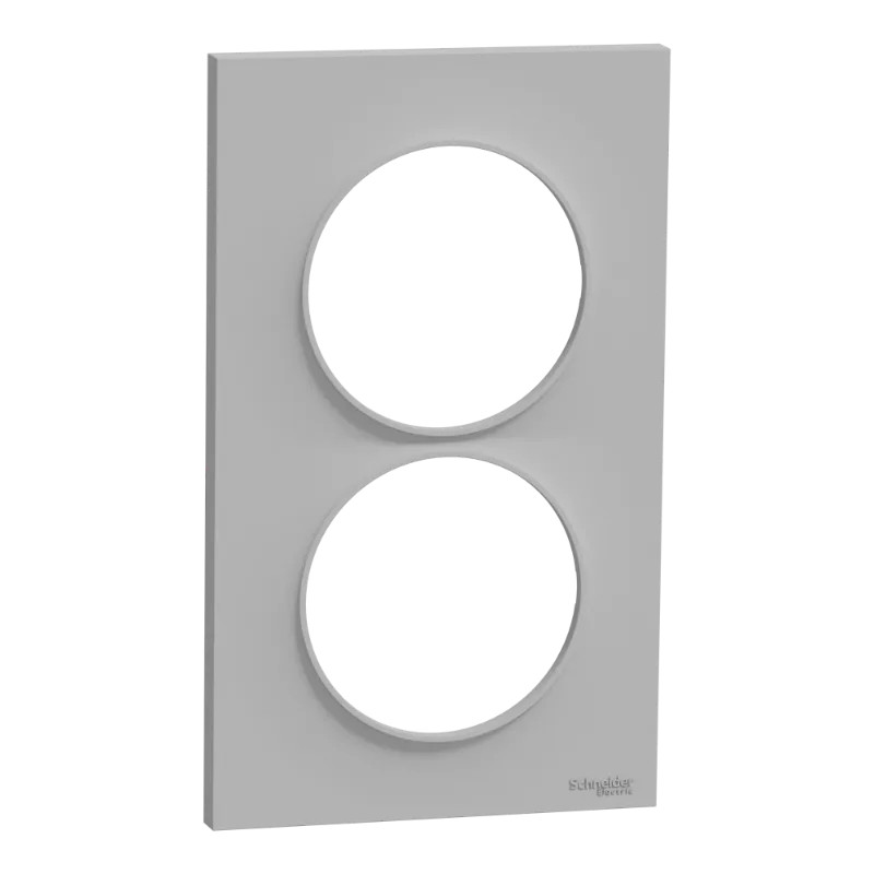 Odace Styl -  plaque 2 postes verticaux entraxe 57mm aluminium