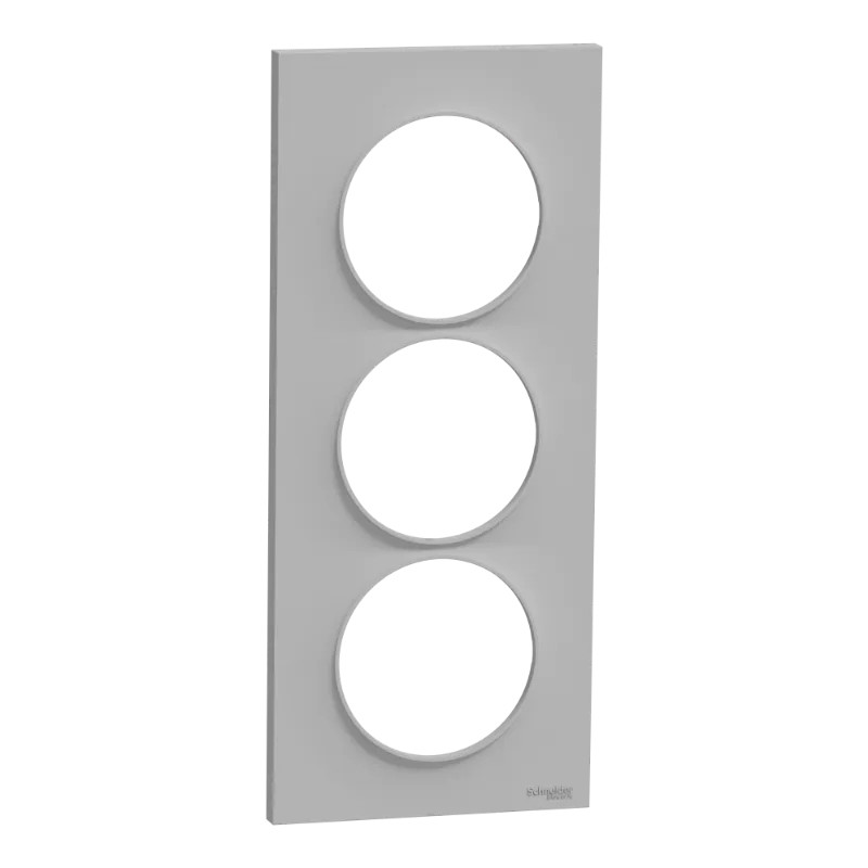 Odace Styl -  plaque 3 postes verticaux entraxe 57mm aluminium