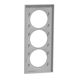 Odace Styl -  plaque 3 postes verticaux entraxe 57mm aluminium