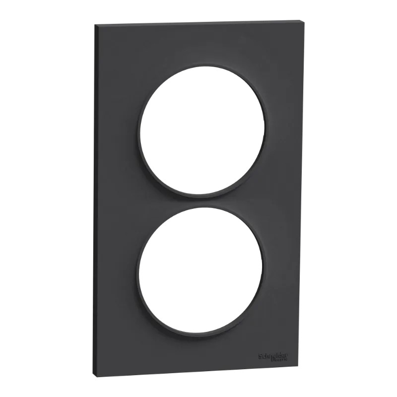 Odace Styl -  plaque 2 postes verticaux entraxe 57mm anthracite