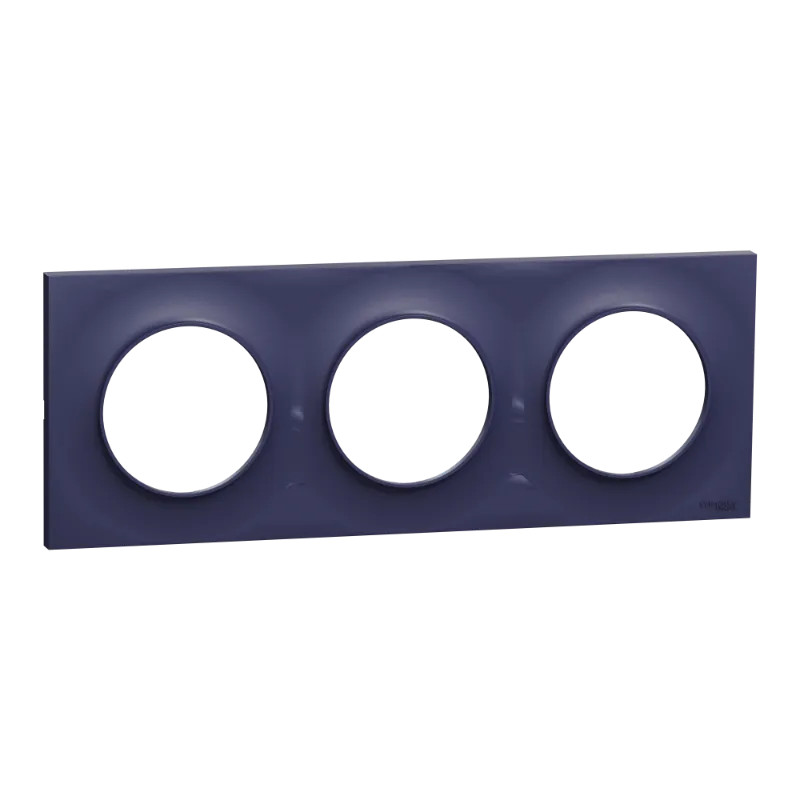 Odace Styl -  plaque 3 postes horizontaux ou verticaux entraxe 71mm bleu cobalt