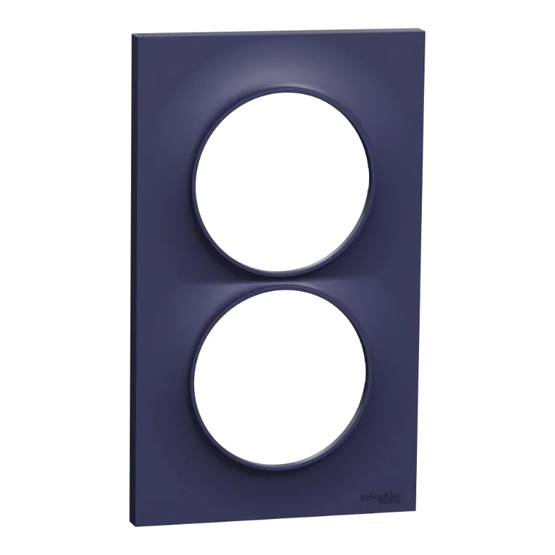 Odace Styl -  plaque 2 postes verticaux entraxe 57mm bleu cobalt