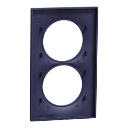 Odace Styl -  plaque 2 postes verticaux entraxe 57mm bleu cobalt