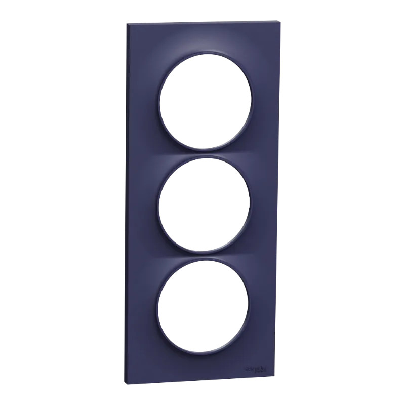 Odace Styl -  plaque 3 postes verticaux entraxe 57mm bleu cobalt