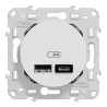 Odace - prise USB double - type A+C - blanc - 5 Vcc - 2,4A