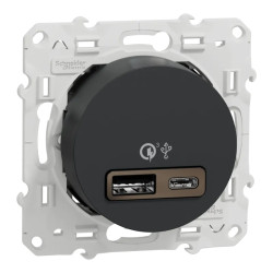 Odace - prise USB double - charge rapide - type A+C - anthracite - 18W - 3,4A