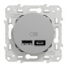 Odace - prise USB double - type A+C - alu- 5 Vcc - 2,4A