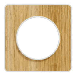 Odace Touch - plaque 1 poste bois naturel avec liseré blanc