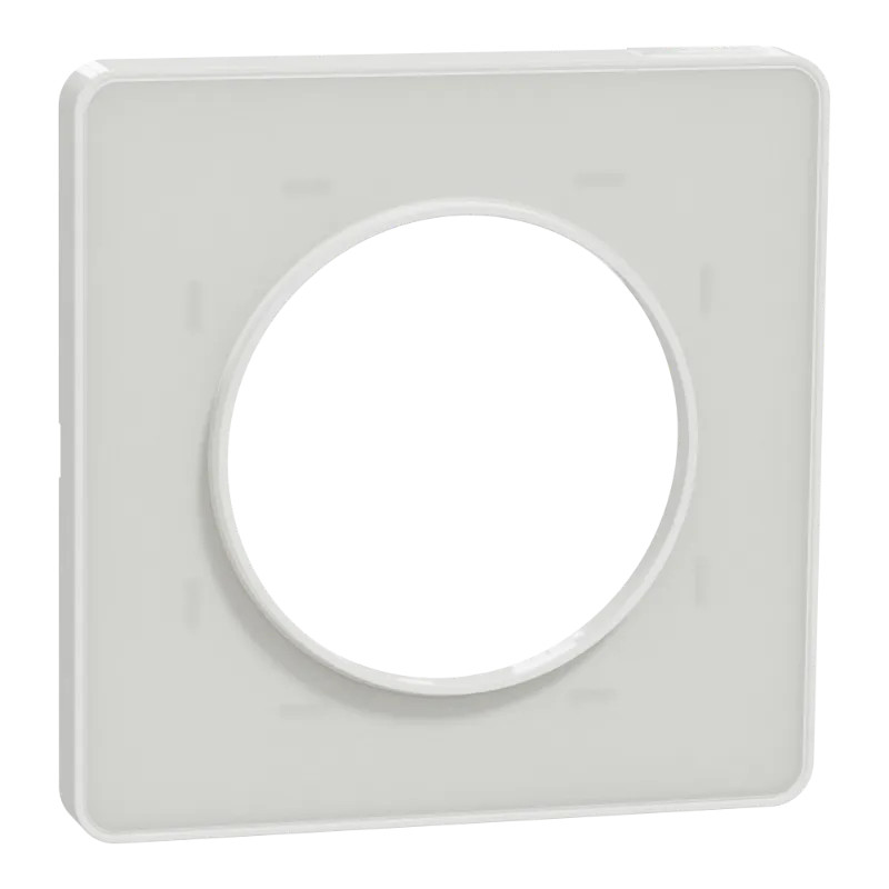 Odace Touch - plaque 1 poste translucide blanc avec liseré blanc