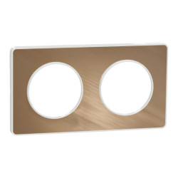 Odace Touch - plaque 2 postes horiz/vert 71mm bronze brossé avec liseré blanc