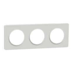 Odace Touch - plaque 3 postes horiz/ver 71mm translucide blanc avec liseré blanc