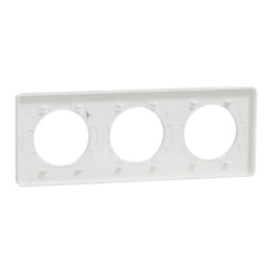 Odace Touch - plaque 3 postes horiz/ver 71mm translucide blanc avec liseré blanc