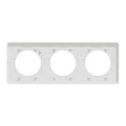 Odace Touch - plaque 3 postes horiz/ver 71mm translucide blanc avec liseré blanc