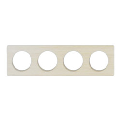 Odace Touch - plaque 4 postes horiz/vert 71mm bois nordique avec liseré blanc