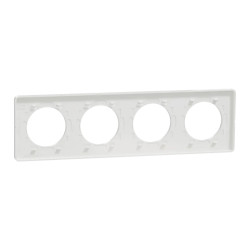 Odace Touch - plaque 4 postes horiz/ver 71mm translucide blanc avec liseré blanc