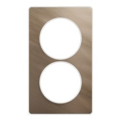 Odace Touch - plaque 2 postes verticaux 57mm bronze brossé avec liseré blanc