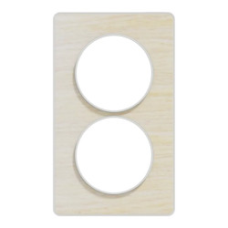 Odace Touch - plaque 2 postes verticaux 57mm bois nordique avec liseré blanc