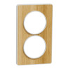 Odace Touch - plaque 2 postes verticaux 57mm bois naturel avec liseré blanc