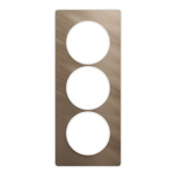 Odace Touch - plaque 3 postes verticaux 57mm bronze brossé avec liseré blanc