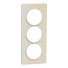 Odace Touch - plaque 3 postes verticaux 57mm bois nordique avec liseré blanc