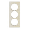 Odace Touch - plaque 3 postes verticaux 57mm bois nordique avec liseré blanc