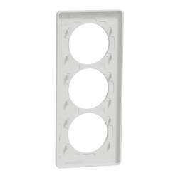 Odace Touch - plaque 3 postes verticaux 57mm bois nordique avec liseré blanc