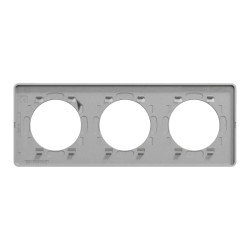 Odace Touch - plaque 3 postes horiz/vert 71mm aluminium brossé avec liseré alu