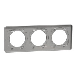 Odace Touch - plaque 3 postes horiz/ver 71mm ardoise avec liseré aluminium