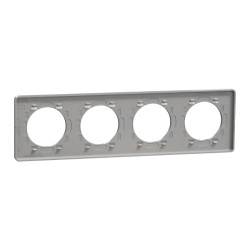 Odace Touch - plaque 4 postes horiz/vert 71mm aluminium brossé avec liseré alu