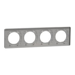 Odace Touch - plaque 4 postes horiz/ver 71mm ardoise avec liseré aluminium