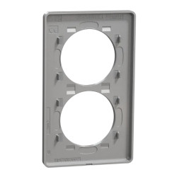 Odace Touch -  plaque 2 postes verticaux entraxe 57mm aluminium