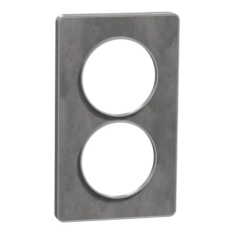 Odace Touch - plaque 2 postes verticaux 57mm ardoise avec liseré aluminium