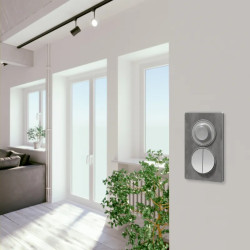 Odace Touch - plaque 2 postes verticaux 57mm ardoise avec liseré aluminium