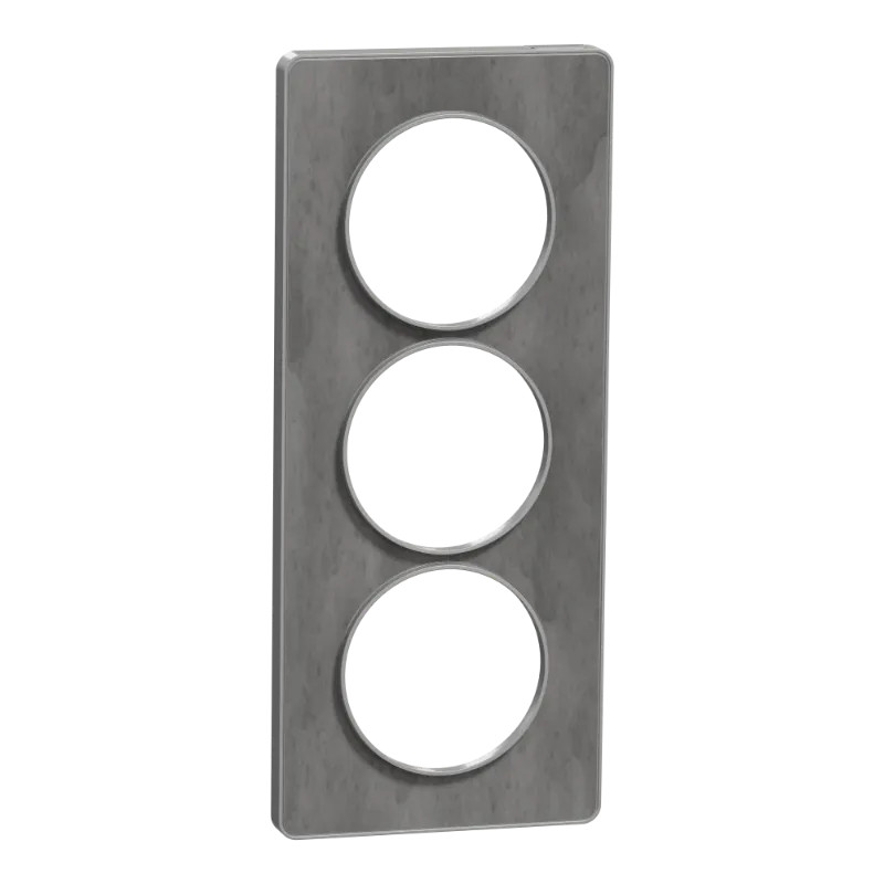 Odace Touch - plaque 3 postes verticaux 57mm ardoise avec liseré aluminium