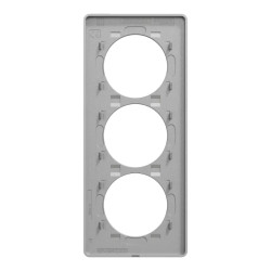 Odace Touch - plaque 3 postes verticaux 57mm ardoise avec liseré aluminium