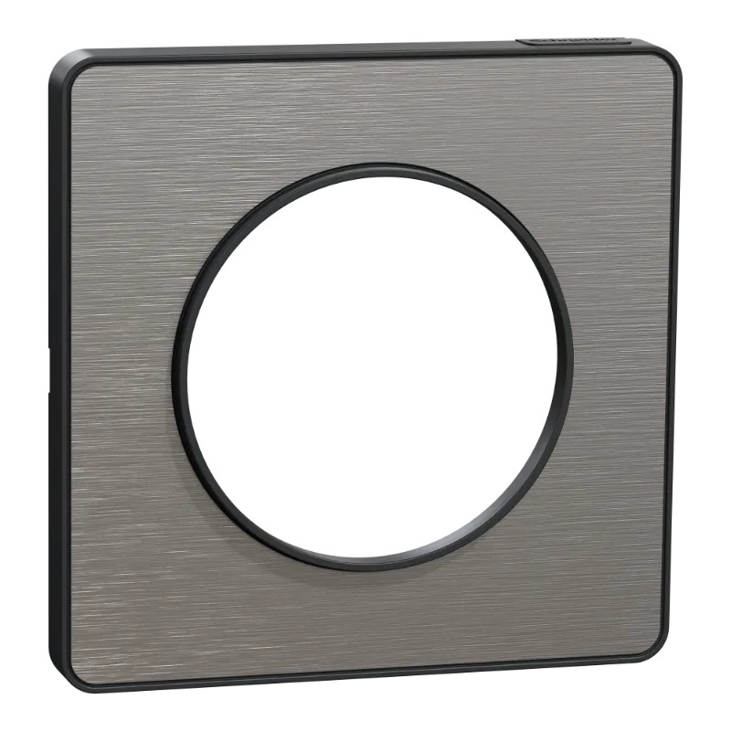 Odace Touch - plaque 1 poste aluminium brossé avec liseré anthracite