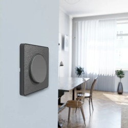 Odace Touch - plaque 1 poste aluminium brossé avec liseré anthracite