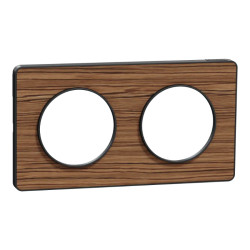 Odace Touch - plaque 2 postes horiz/ver 71mm bois zebrano avec liseré anthracite