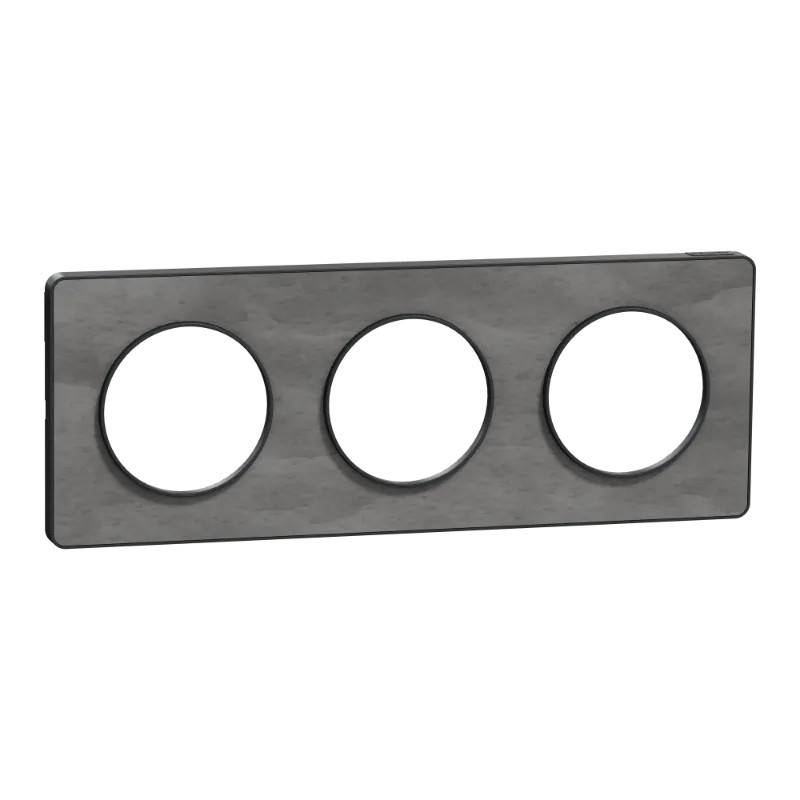 Odace Touch - plaque 3 postes horiz/ver 71mm ardoise avec liseré anthracite