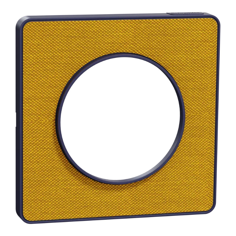 Odace Touch  - plaque 1 poste Kvadrat ocre avec liseré bleu cobalt