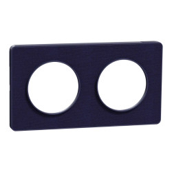 Odace Touch - plaque 2 postes horiz/ver 71mm Kvadrat roi avec liseré bleu cobalt