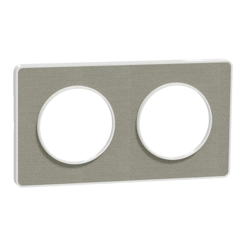 Odace Touch - plaque 2 postes horiz/ver 71mm Kvadrat perle avec liseré blanc